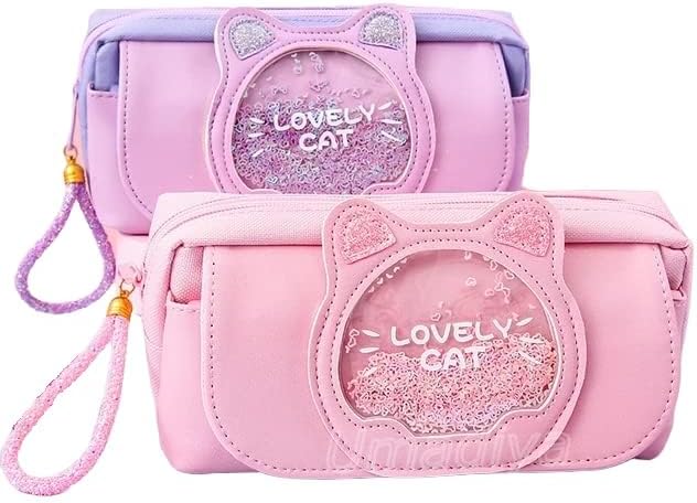 Big Size Pencil Case Large Capacity Pencil Bag Side Pockets Eva Pencil Pouch with Zipper Closure Portable Makeup Pouch Case Cute Stationery Bag for Students Kids (Pack of 1)
