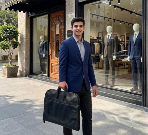Image of Covers India Blazer & Coat Cover | Leather Look Garment Cover | Dustproof & Water-Resistant Storage Bag for Suits, Jackets & Coats | 96 x 60 cm | Durable Travel & Wardrobe Organizer (4)