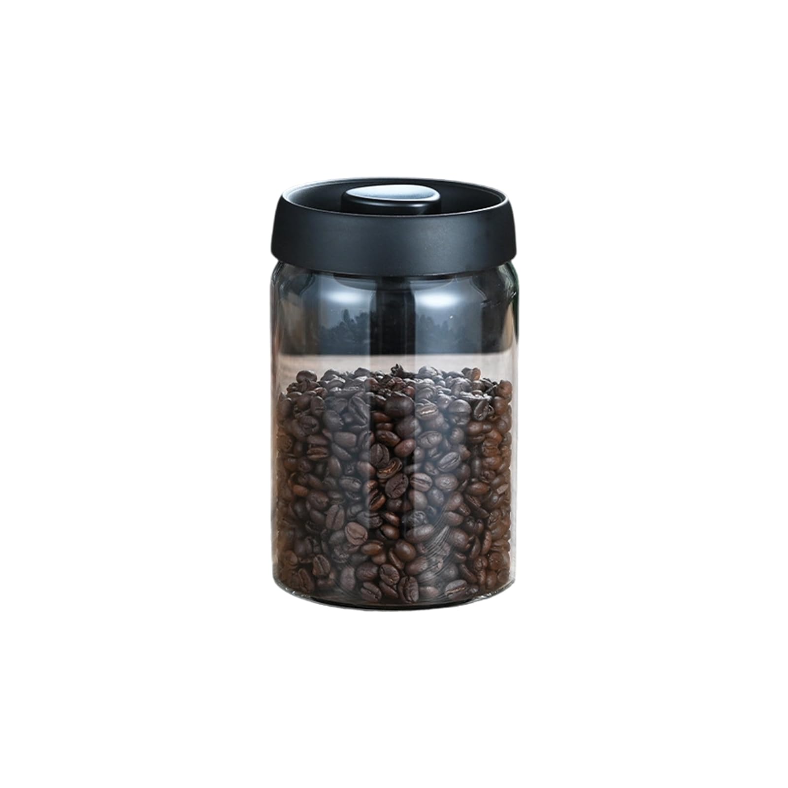 Efficient Pressed Vacuum Coffee Canister Bean Nut Tea Clear Glass Storage Jar with Vacuum Seal Organize Portable Coffee Container