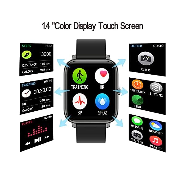 Rinsmola 2021 Smart Watch for Android/iOS Phones, 1.4" Full Touch Screen Fitness Tracker, Smartwatch for Men Women Heart Rate Monitor, Step Counter, Waterproof Fitness Watch Compatible iPhone Samsung