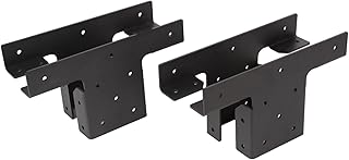 2er Set Schwerlast Verstellbare Pergola Halterungen, T-förmiger Pfosten-Balken Verbinder passend für 4"x4"(Tatsächlich 3,5"x3,5") Holz/Metall, 3-Wege-Eckhalterung für Pavillon,Zaun,Terrasse