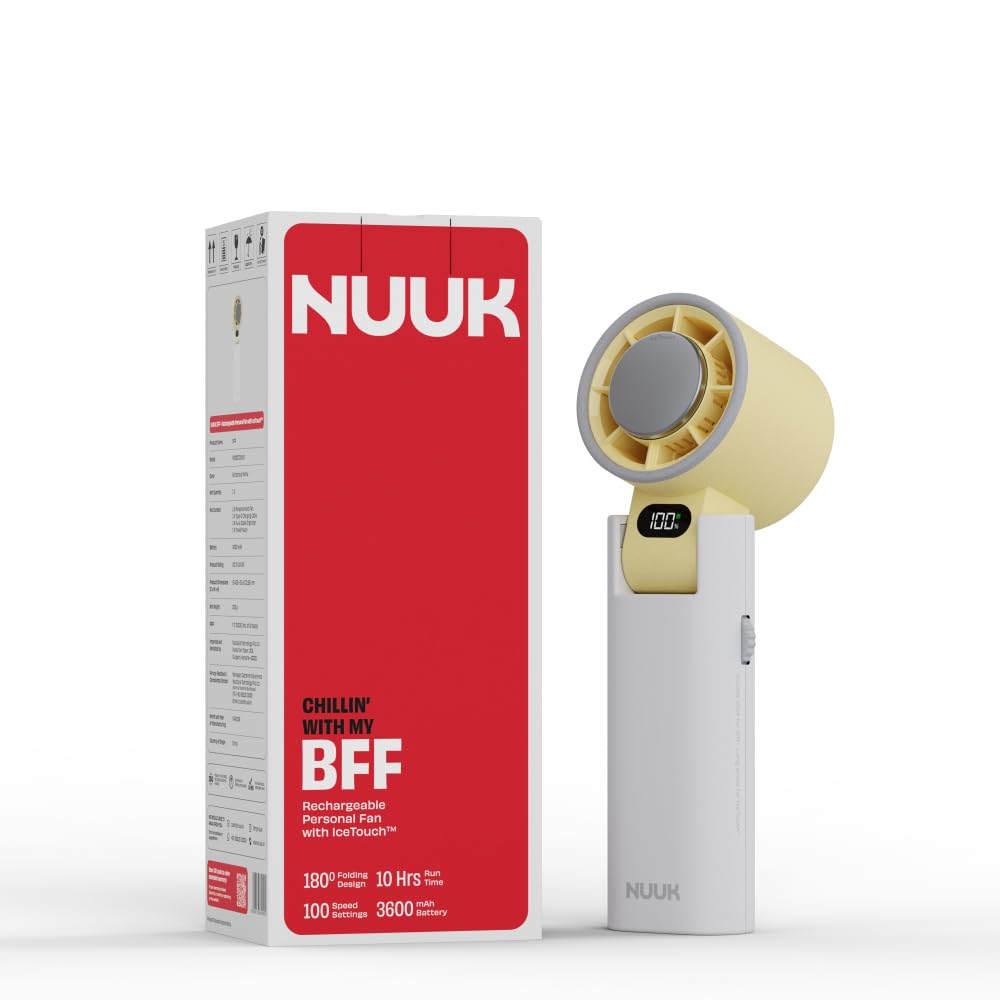 NUUK BFF Hand Fan, 13000 RPM Personal Fan with IceTouch™ Cooling | 3600mAh USB Rechargeable Battery [Up to 10H] | Quiet Foldable Fan for Travel, Commute, Office, Makeup & Outdoor | 100-Speed Dial-image-48