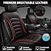 CAR PASS 3D Foam PU Leather Car Seat Covers, Universal Seat Covers Front 2 for Trucks SUV Sedan Automotive Seat Covers Armrest Airbag Compatible Waterproof Comfortable Faux Nappa Leather Black Red