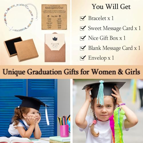 Image of Graduation Gifts for Her- Class of 2026 Primary Middle High School College Grad Gift, Adjustable Stainless Steel Beaded Cross Bracelet for Girls & Women