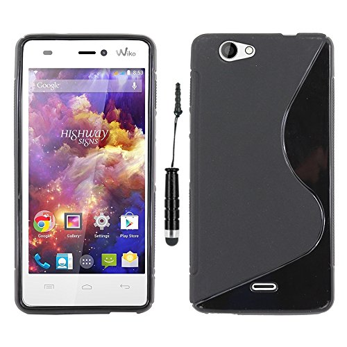 ebestStar - Coque Compatible avec Wiko Highway Signs Etui Housse Silicone Gel TPU Souple Motif S-Line + Mini Stylet, Noir [Appareil: 138 x 68 x 7.6mm, 4.7'']