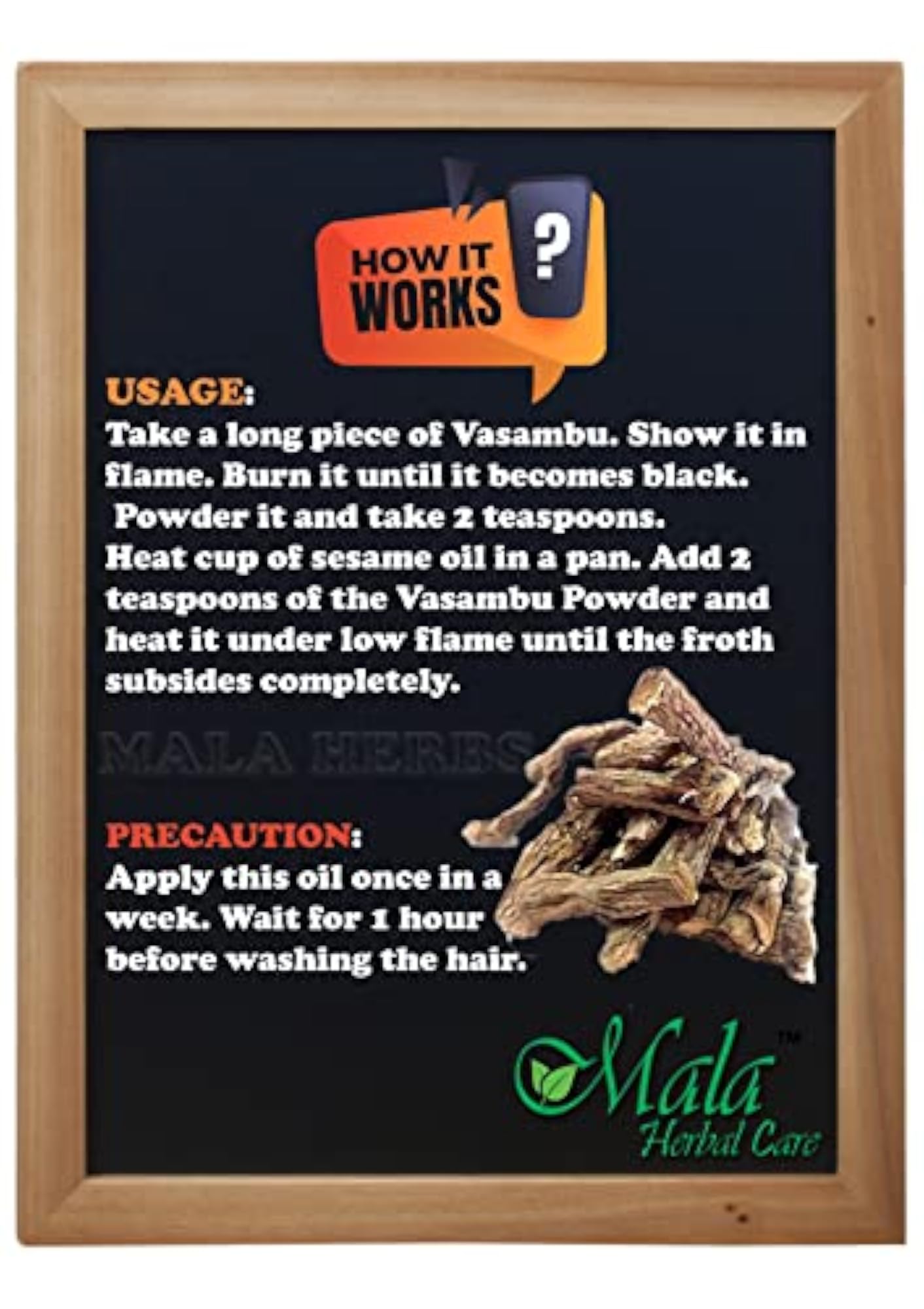 MALA Vasambu Powder, Acrous Calamus Powder, Natural Herbal Remedy