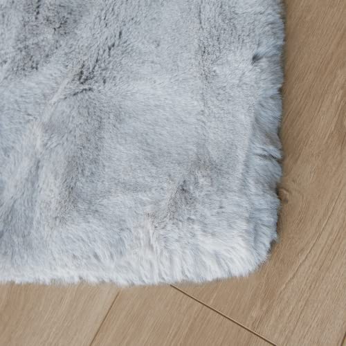 ORINOVA Faux Fuzzy Machine Washable Bunny Fur Area Rugs for Living Room Grey Fluffy Rug for Bedroom Sheepskin Rug 4x6 Rectangle Nursery - image 9