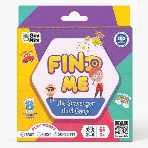 Image of GiniMini FIND ME - Scavenger Hunt Game for Ages 3+ | 60 Reusable Cards | 3 Play Modes - Fast, First, Super FIT | Indoor, Outdoor & Travel | Boosts Observation, Memory & Vocabulary | Family Fun