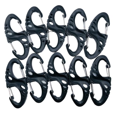 10pcs Plastic Carabiner Clips Medium Double S Dual Spring Metal Snap 2.75