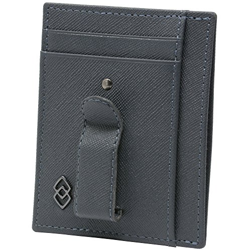 Alpine Swiss Double Diamond Mens RFID Money Clip Front Pocket Wallet Crosshatch Gray