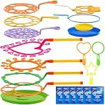 JOYIN 19pcs Big Bubble Wands Set with Tray, 53cm Giant Bubble Wands Bulk, Large Bubble Making Wand Kit for Kids, Summer, Outdoor Toys, Party & Games, 6 Pcs Bubble Solution, Suitable for Party Favors