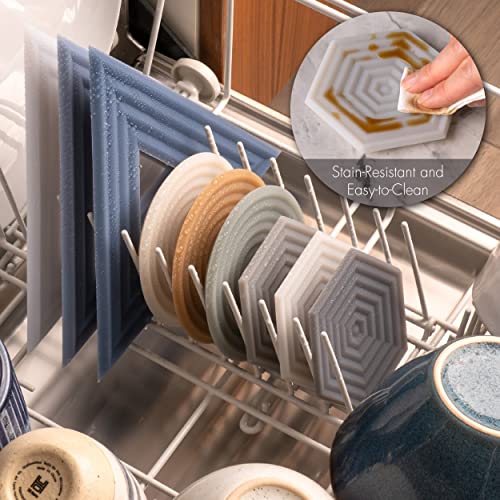 Image of LINE+ARC Extra Thick Silicone Coasters (As Featured in NYT WireCutter, 2026). Waterproof Anti-Stain Dishwasher-Safe Original Degre Coasters (Set of 6, Smoke) Outdoor Rubber Mid-Century Modern