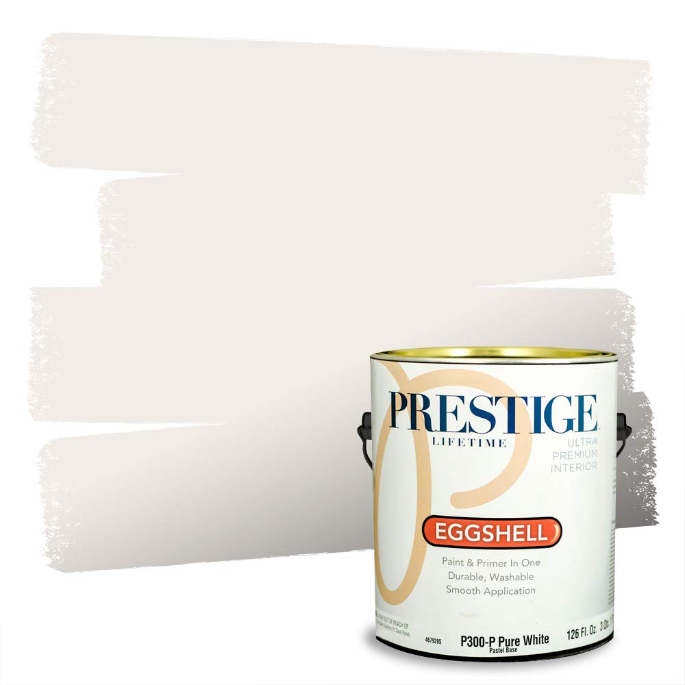 PRESTIGEP300-P-SW7000 Interior Paint and Primer in One, 1-Gallon, Eggshell, Comparable Match of Sherwin Williams Ibis White, 1 Gallon, SW11-Ibis
