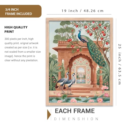 Image of kotart Madhubani Art Wall Painting Traditional Home Decoration With Frame For Living Room Bed Room Hotel Wall Decor Digital Reprint Set of 3 (19X25 INCH)