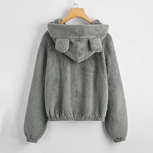 Young Girls Winter Plush Hoodie School Coat Casual Zipper Fashion Solid Color Loose Outwear With2