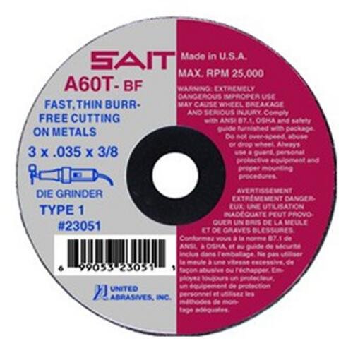 Miniatura 3 de United Abrasives SAIT 23070 4X.035x38 A60T - Ruedas de corte finas de alta velocidad sin rebabas, paquete de 100