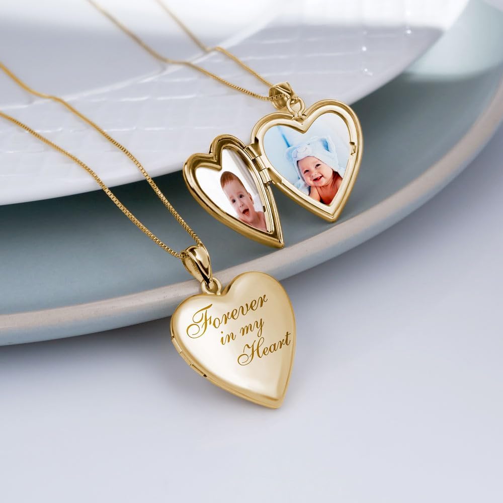 PicturesOnGold.com Forever In My Heart Locket Necklace for Women That Hold Pictures in Silver or Yellow Gold. - Image 7