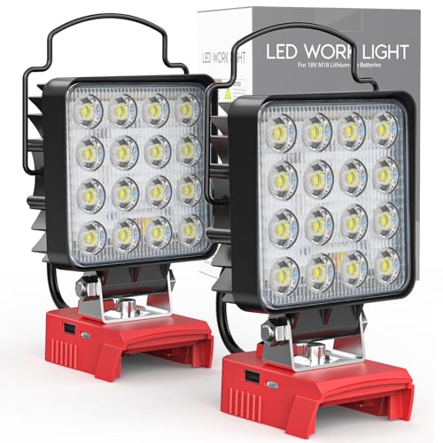 MtiolHig 2PCS Cordless LED Work Light Compatible with Milwaukee 18v Battery 112W 11200 Lumens Battery Powered LED Flood Light Only with USB & Type-C Charging for Emergency Workshop(Tool Only)