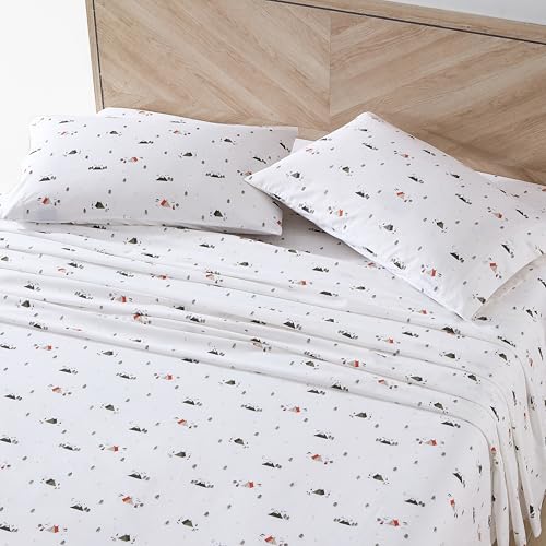 Image of Eddie Bauer - Twin Size Sheet Set, 100% Cotton Percale Bedding, Crisp & Breathable Bed Sheets with Pillowcase, Fully Elastic Fitted Sheet, Deep Pocket Fit (Cascade Camping)