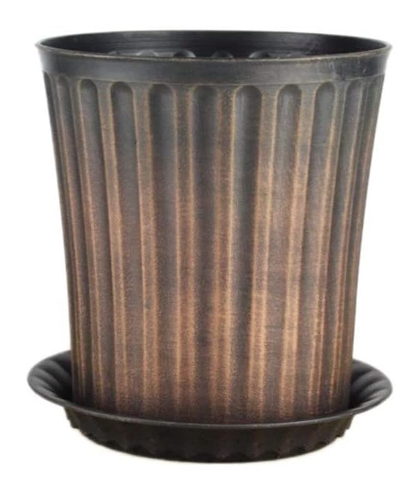 Wisząca donica balkonowa Prostota Dekoracja stołu Rośliny doniczkowe Doniczka retro, okrągła plastikowa doniczka ogrodowa (brązowy 19 * 19 * 22CM)