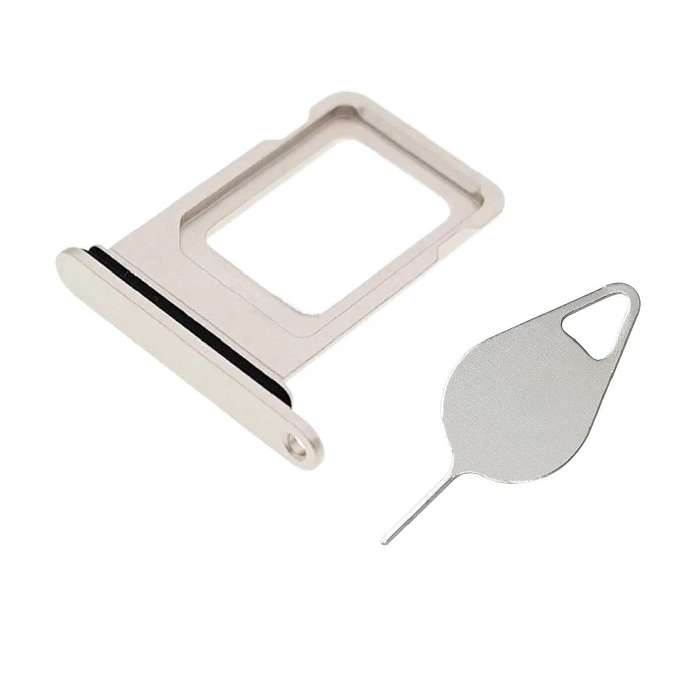 Vassoio della Scheda SIM di Ricambio per iPhone 13 Bianco (Luce Stellare) - con Guarnizione installata + Strumento di Estrazione