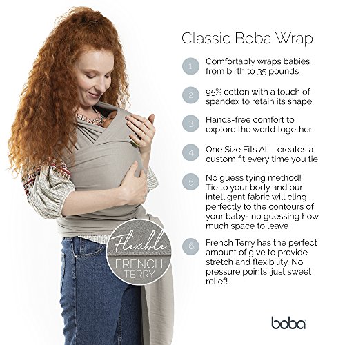 Image of Boba Baby Wrap Carrier - Original Baby Sling Carrier for Newborns (7-35 lbs), Soft, Secure, Hands-Free & Ergonomic, Ideal for Comfortable Bonding, New Parents (Serenity Riviera)