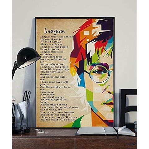 Imagine John Lennon Lyrics Poster Glossy Art Print Decor Wall Art Decor Metal Sign Poster 8x12 inches Cover
