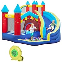 Outsunny 4 In 1 Kids Bouncy Castle, Large Inflatable House w/Trampoline, Slide, Water Pool, Climbing Wall, Includes Blower, Bag, Ages 3-8 Years, 2.9 x 2.7 x 2.3m