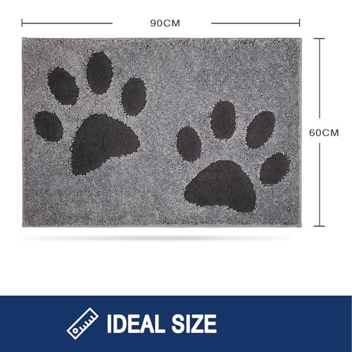 FCSDETAIL Schmutzfangmatte waschbar 60 x 90 cm, Fußmatte Innen, absorbierend Fussmatte, rutschfeste Sauberlaufmatte, wasserdicht Teppich für Hund, Eingang, nasse Pfoten