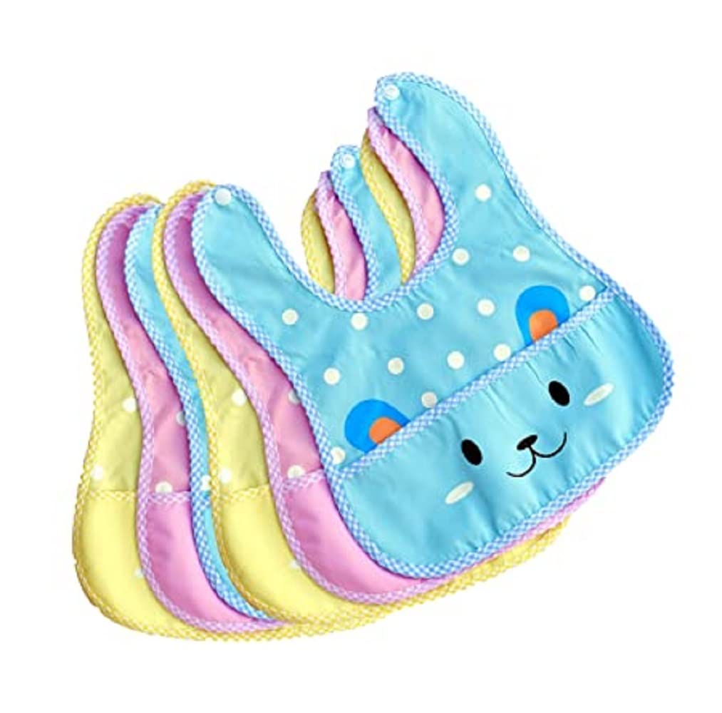 BabyGo Waterproof Bunny Baby Bibs | Soft, Washable, Adjustable Feeding Apron for Infants, Toddlers & Kids, Gentle on Skin, Reusable, Comfortable, Perfect for Mealtime | Random Colours (Set of 6)-picture-22
