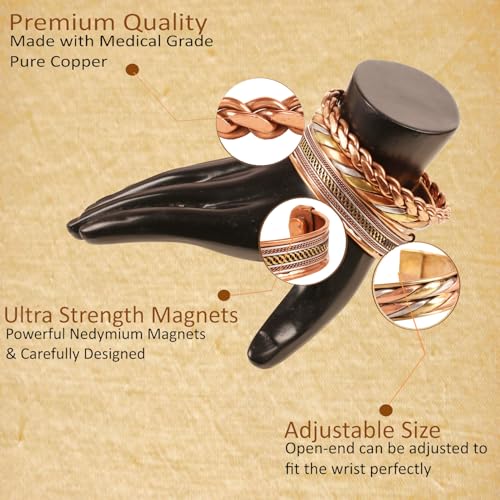 Touchstone copper bracelets for women men magnetic jewelry adjustable rope braided pure solid tibetan 100% real cuffs bracelet set womens mens. combo of different designs4