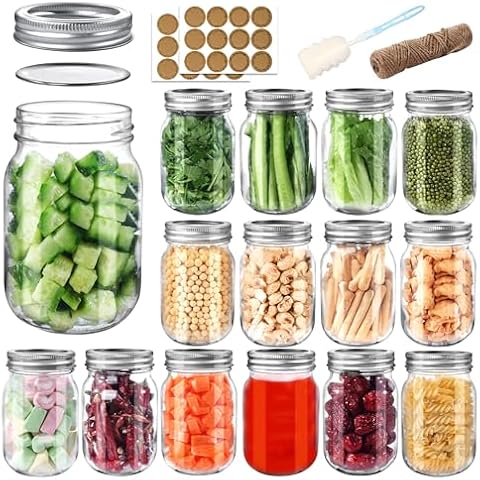 PINIWON 16 oz Mason Jars, 15 Pack Cover