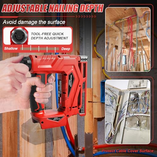 Gpaentsn Brad Nailer Gun Compatible with Milwaukee Battery(No Battery), 2-in-1 Cordless 18 Gauge Staple Gun Battery Powered with 1000 Nails thumbnail 3