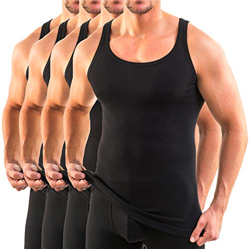 HERMKO 3000 4er Pack Herren Tank Top - 100{d87df0aa4f4c28f2f557654a1b16aace905527473e1c08c30529de54e25268e5} Bio-Baumwolle, Unterhemd in Feinripp - Strapazierfähig & Hautfreundlich, Größe:D 5 = EU M, Farbe:schwarz