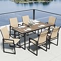 Jocoevol 7 Piece Patio Dining Set for 6, Outdoor Furniture Set Includes 67" Rectangle Patio Table and 6 Textilene Dining Chairs, Outdoor Table and Chairs for Outsides, Backyard, Garden and Poolside