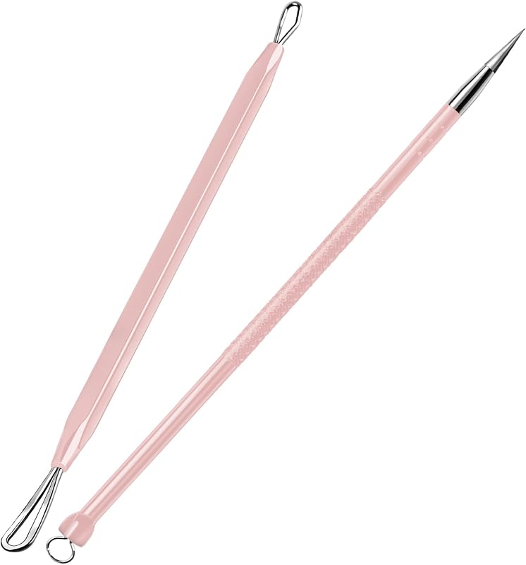 Teenitor Kit de ferramentas para cuidados faciais em aço inoxidável, modelo 152, 2 peças, rosa