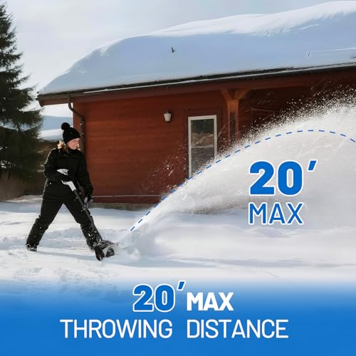 Litheli 20V Cordless Snow Shovel, 12'' Brushless Electric Snow Blower with 4Ah Batteries Included, Lightweight Battery-Powered Snow Thrower for Driveway & Sidewalk - Image 3