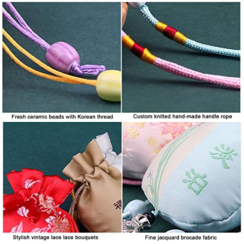 10 bolsas de brocado de seda chinas con cordón miniatura 3
