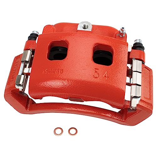 Image of TRQ Performance Front Brake Caliper Set Painted Red Brackets