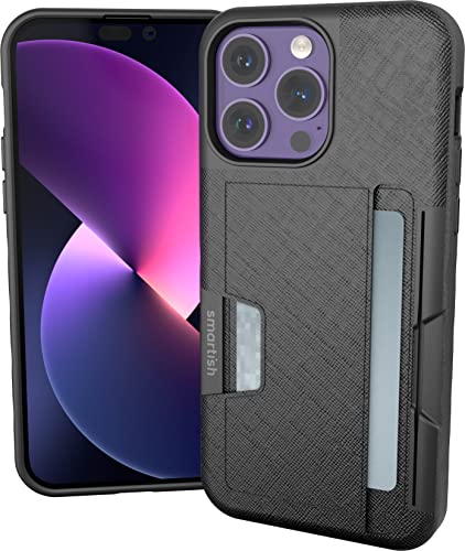 Image of Smartish iPhone 14 Pro Max Wallet Case - Wallet Slayer Vol. 2 [Slim /Protective] Credit Card Holder w /Kickstand Drop Tested Hidden Card Slot Compatible w /Apple iPhone 14 Pro Max - Black Tie Affair