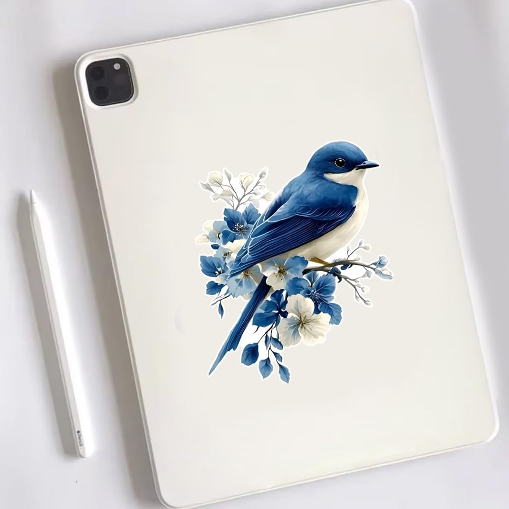 Blue Bird Car Decals 2Pack Vinyl Flower Stickers LB-0146 image 2