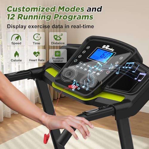 Image of FYC Folding Treadmill for Home with Incline 330lb Weight Capacity 3.5HP Portable Electric Treadmill with Bluetooth, 12 Preset Programs Exercise Running Machine Easy Assembly