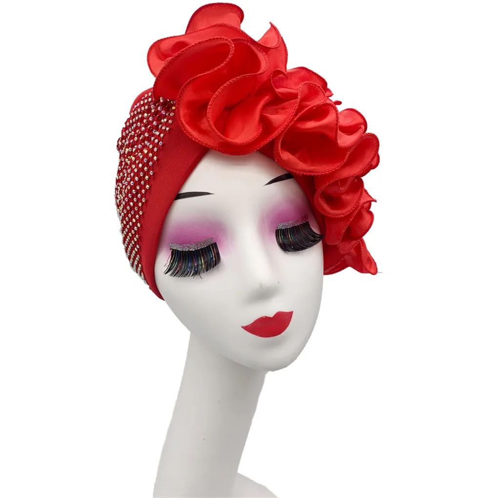 Turban-Kappe für Damen, gerüscht, afrikanische Dame, Kopfbedeckung, nigerianische Party, Kopfbedeckung, weibliches Kopftuch, Haube
