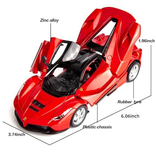 Image of 1:32 Scale Ferrari Race and LaFerrari Toy Car | Metal Pullback Diecast Car for Kids with Openable Doors, Sound, Light Effects Toy for Car Enthusiasts (Color As Per Available)