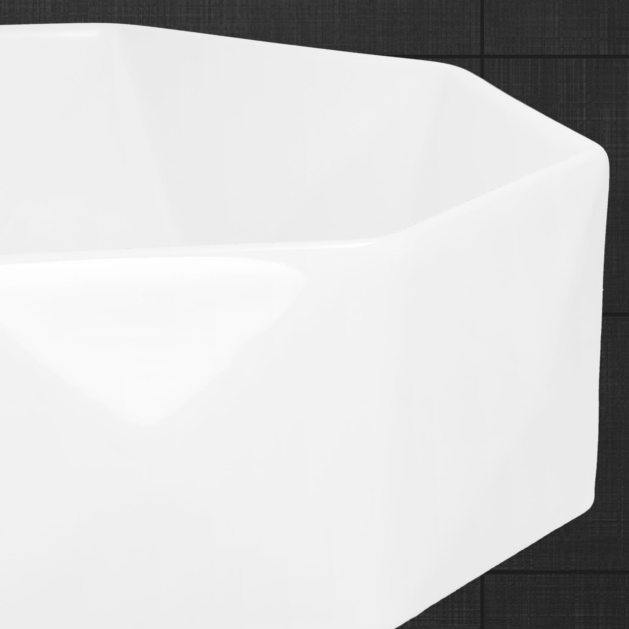 ML-Design Lavabo Sobre Encimera, Ø 42x13,5 cm, Cerámica, Diseño Diamante, Lavadero Blanco Brillante, Lavamanos Sobremesa Sanitario Baño o Aseo, Moderno y Elegante, Pila Común sin Válvula de Desagüe