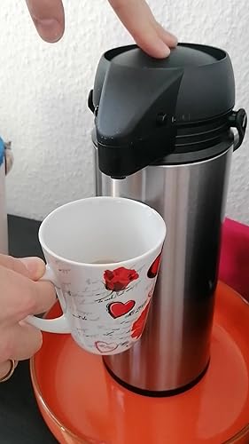 Rosenstein & Söhne Isolier-Pumpkanne 1,9L - Edelstahl Thermoskanne Für Kaffee & Tee