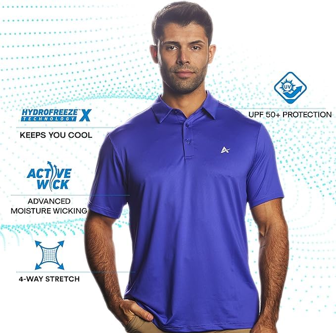 Arctic Cool Men’s Polo Instant Cooling Moisture Wicking Performance UPF 50+ Short Sleeve Polo3