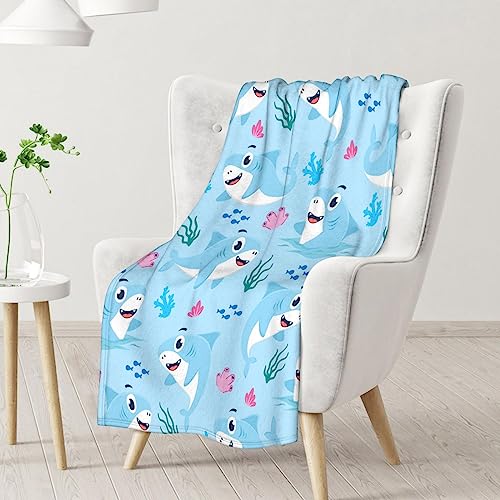 Shark Blanket Gifts - 40"x50" Cute Throw Blanket for Kids & Adults - Blue Soft Fuzzy Blankets for Bed, Couch & Living Room