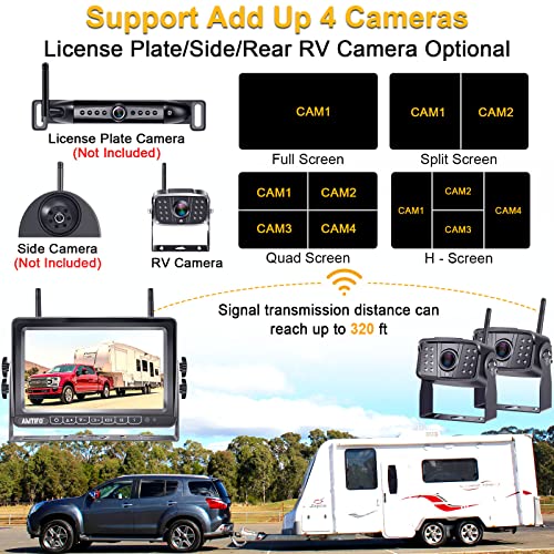 Amtifo Rv Backup Camera Wireless Hd 1080P Bluetooth 2 Travel Trailer Rear View Cam System 7 Inch Dvr Monitor Truck Camper Infrared Night Vision Reverse Cameras Adapter For Furrion Pre-Wired Rvs A9 #TOP3