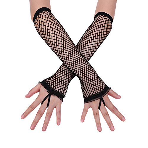 Kids Long Fishnet Gloves Girls Lace Fingerless Mesh Gloves Dance Performance Party Costume Accessory
